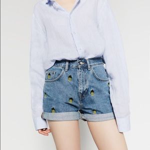 Zara Denim high waisted shorts pineapples 36 US4